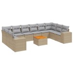 vidaXL Set canapele de grădină cu perne, 11 piese, bej, poliratan vidaXL Set canapele de grădină cu perne, 11 piese, bej, poliratan