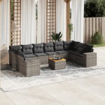 vidaXL Set canapele de grădină cu perne, 11 piese, gri, poliratan vidaXL Set canapele de grădină cu perne, 11 piese, gri, poliratan