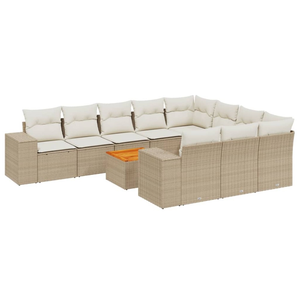 vidaXL Set canapele de grădină cu perne, 11 piese, bej, poliratan
