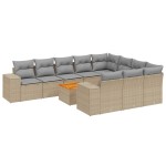 vidaXL Set canapele de grădină cu perne, 11 piese, bej, poliratan