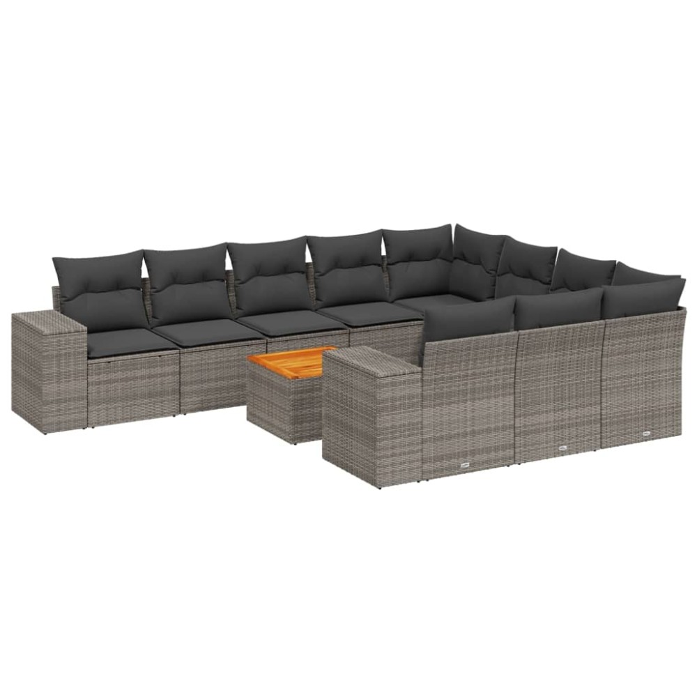 vidaXL Set canapele de grădină cu perne, 11 piese, gri, poliratan