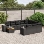 vidaXL Set canapele de grădină cu perne, 11 piese, negru, poliratan vidaXL Set canapele de grădină cu perne, 11 piese, negru, poliratan