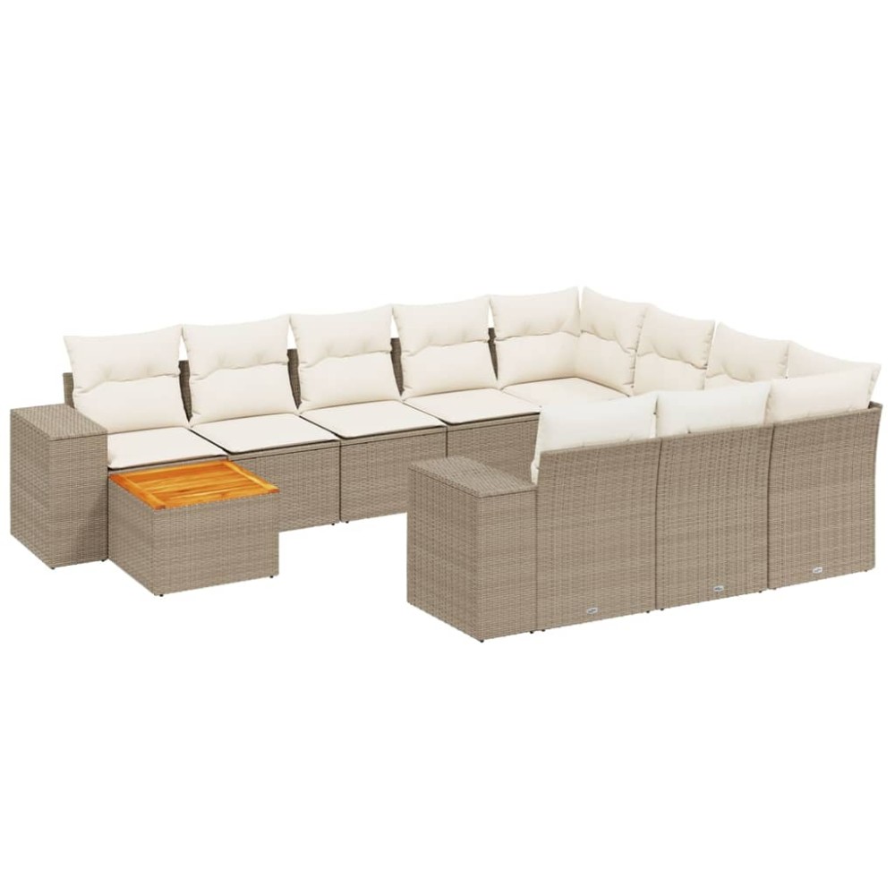 vidaXL Set canapele de grădină cu perne, 11 piese, bej, poliratan