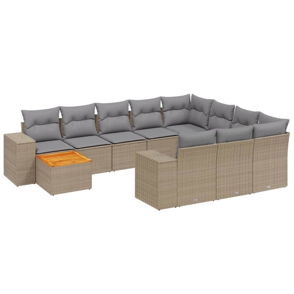 vidaXL Set canapele de grădină cu perne, 11 piese, bej, poliratan