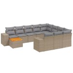 vidaXL Set canapele de grădină cu perne, 11 piese, bej, poliratan