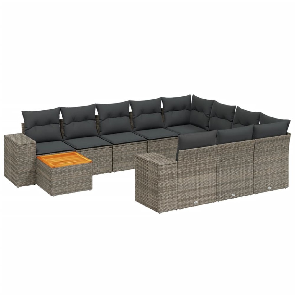 vidaXL Set canapele de grădină cu perne, 11 piese, gri, poliratan