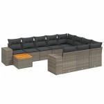 vidaXL Set canapele de grădină cu perne, 11 piese, gri, poliratan