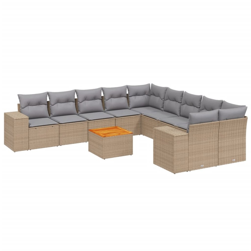 vidaXL Set canapele de grădină cu perne, 11 piese, bej, poliratan