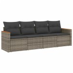 vidaXL Set canapea de grădină cu perne, 4 piese, gri, poliratan vidaXL Set canapea de grădină cu perne, 4 piese, gri, poliratan