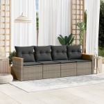 vidaXL Set canapea de grădină cu perne, 4 piese, gri, poliratan vidaXL Set canapea de grădină cu perne, 4 piese, gri, poliratan