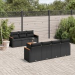 vidaXL Set mobilier de grădină cu perne, 8 piese, negru, poliratan vidaXL Set mobilier de grădină cu perne, 8 piese, negru, poliratan