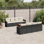 vidaXL Set mobilier de grădină cu perne, 9 piese, negru, poliratan vidaXL Set mobilier de grădină cu perne, 9 piese, negru, poliratan