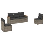 vidaXL Set canapea de grădină cu perne, 5 piese, gri, poliratan vidaXL Set canapea de grădină cu perne, 5 piese, gri, poliratan