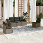 vidaXL Set canapea de grădină cu perne, 5 piese, gri, poliratan vidaXL Set canapea de grădină cu perne, 5 piese, gri, poliratan