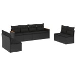vidaXL Set mobilier de grădină cu perne, 8 piese, negru, poliratan vidaXL Set mobilier de grădină cu perne, 8 piese, negru, poliratan