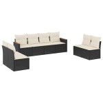 vidaXL Set mobilier de grădină cu perne, 8 piese, negru, poliratan vidaXL Set mobilier de grădină cu perne, 8 piese, negru, poliratan
