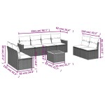 vidaXL Set mobilier de grădină cu perne, 9 piese, negru, poliratan