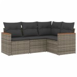 vidaXL Set canapea de grădină cu perne, 4 piese, gri, poliratan vidaXL Set canapea de grădină cu perne, 4 piese, gri, poliratan