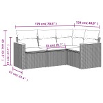 vidaXL Set canapea de grădină cu perne, 4 piese, gri, poliratan vidaXL Set canapea de grădină cu perne, 4 piese, gri, poliratan