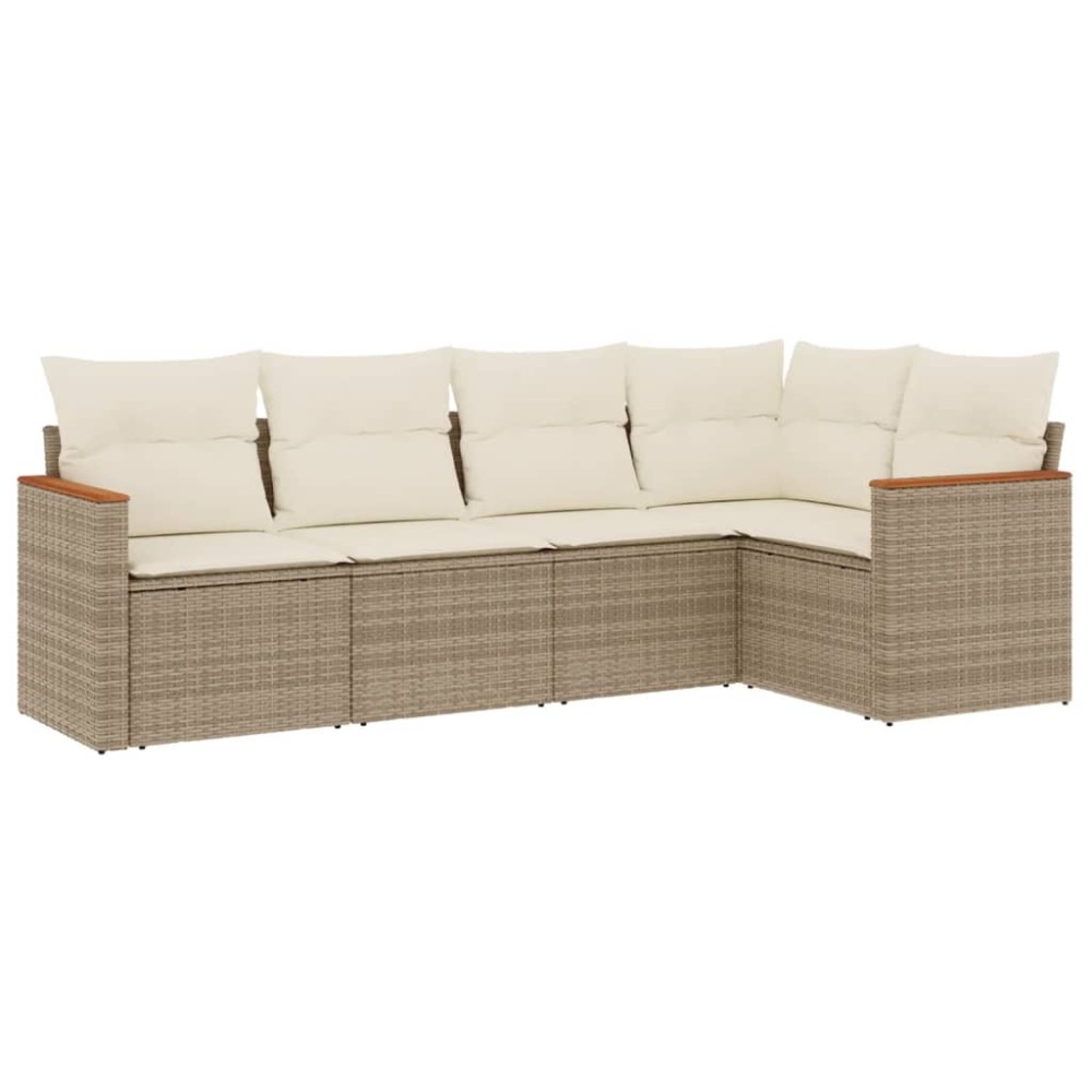 vidaXL Set canapele de grădină cu perne, 5 piese, bej, poliratan