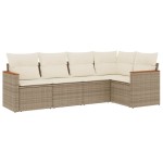 vidaXL Set canapele de grădină cu perne, 5 piese, bej, poliratan