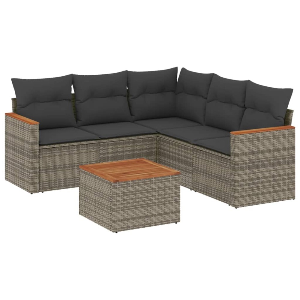 vidaXL Set mobilier grădină cu perne, 6 piese, gri, poliratan