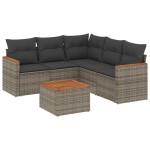 vidaXL Set mobilier grădină cu perne, 6 piese, gri, poliratan vidaXL Set mobilier grădină cu perne, 6 piese, gri, poliratan