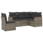 vidaXL Set canapea de grădină cu perne, 5 piese, gri, poliratan vidaXL Set canapea de grădină cu perne, 5 piese, gri, poliratan
