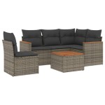 vidaXL Set mobilier grădină cu perne, 6 piese, gri, poliratan