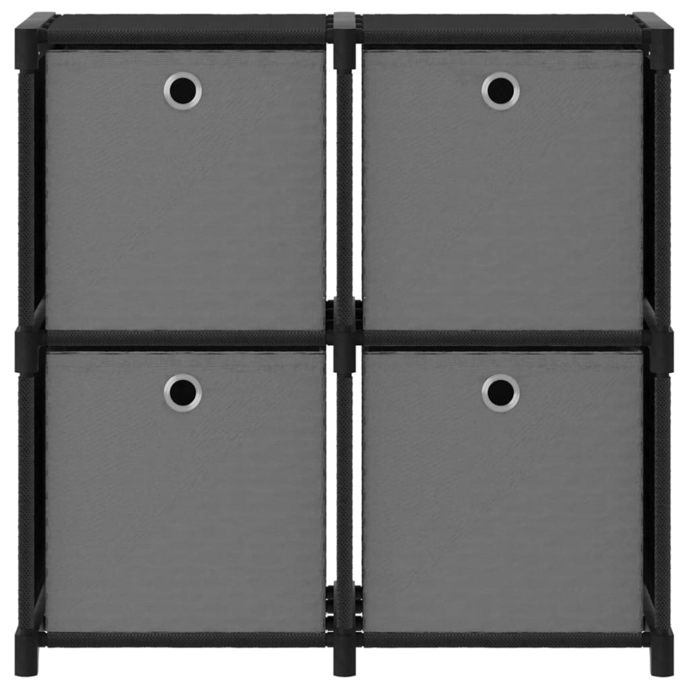 vidaXL Raft expunere cu 4 cutii, negru, 69 x 30 x 72,5 cm, textil