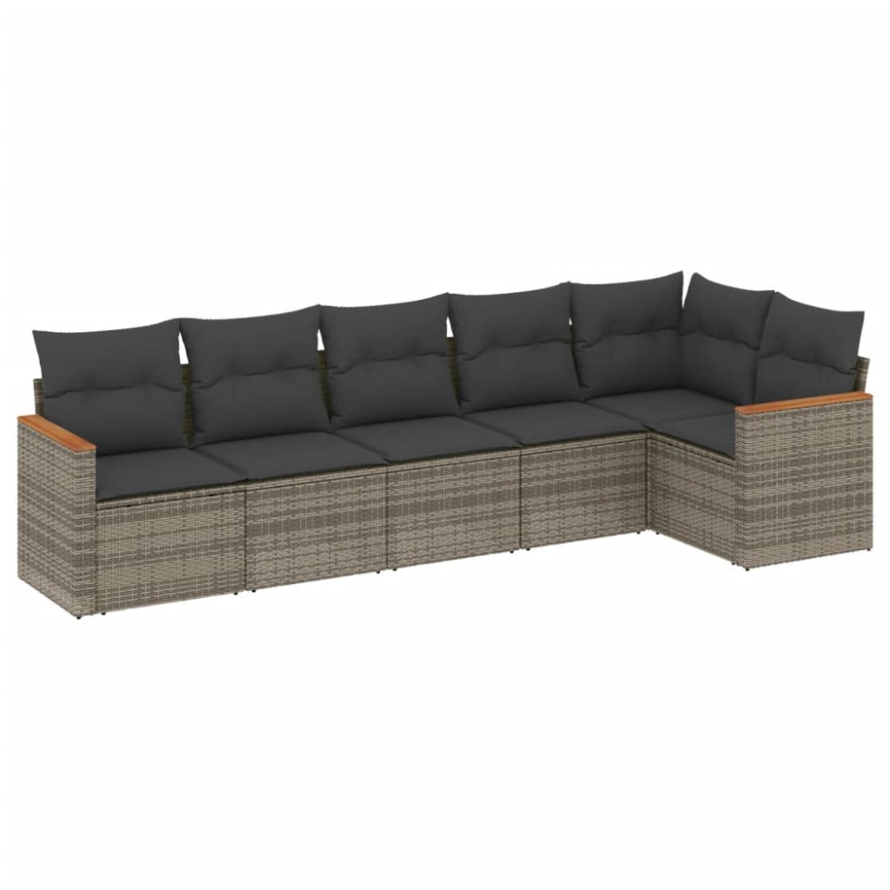 vidaXL Set mobilier grădină cu perne, 6 piese, gri, poliratan