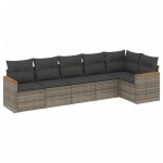 vidaXL Set mobilier grădină cu perne, 6 piese, gri, poliratan