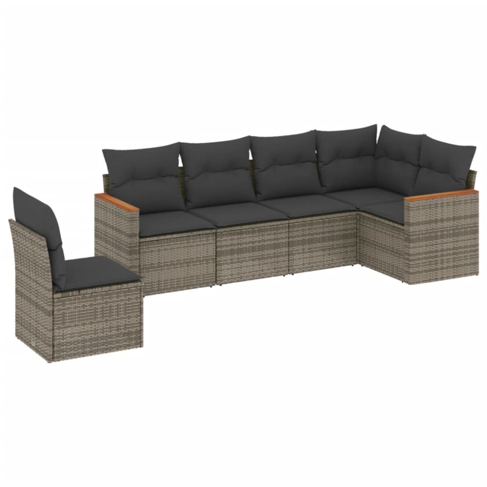 vidaXL Set mobilier grădină cu perne, 6 piese, gri, poliratan