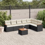 vidaXL Set mobilier de grădină cu perne, 8 piese, negru, poliratan vidaXL Set mobilier de grădină cu perne, 8 piese, negru, poliratan