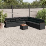 vidaXL Set canapele de grădină cu perne, 10 piese, negru, poliratan vidaXL Set canapele de grădină cu perne, 10 piese, negru, poliratan