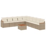 vidaXL Set canapele de grădină cu perne, 10 piese, bej, poliratan