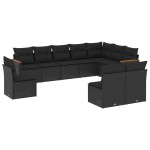 vidaXL Set canapele de grădină cu perne, 10 piese, negru, poliratan vidaXL Set canapele de grădină cu perne, 10 piese, negru, poliratan