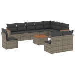 vidaXL Set canapele de grădină cu perne, 11 piese, gri, poliratan vidaXL Set canapele de grădină cu perne, 11 piese, gri, poliratan