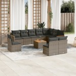 vidaXL Set canapele de grădină cu perne, 11 piese, gri, poliratan vidaXL Set canapele de grădină cu perne, 11 piese, gri, poliratan