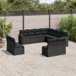 vidaXL Set canapele de grădină cu perne, 11 piese, negru, poliratan vidaXL Set canapele de grădină cu perne, 11 piese, negru, poliratan