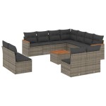 vidaXL Set canapea de grădină cu perne, 12 piese, gri, poliratan vidaXL Set canapea de grădină cu perne, 12 piese, gri, poliratan