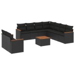 vidaXL Set canapele de grădină cu perne, 10 piese, negru, poliratan vidaXL Set canapele de grădină cu perne, 10 piese, negru, poliratan