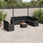 vidaXL Set canapele de grădină cu perne, 10 piese, negru, poliratan vidaXL Set canapele de grădină cu perne, 10 piese, negru, poliratan
