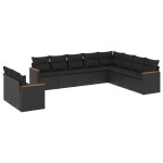 vidaXL Set canapele de grădină cu perne, 10 piese, negru, poliratan vidaXL Set canapele de grădină cu perne, 10 piese, negru, poliratan