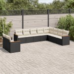vidaXL Set canapele de grădină cu perne, 10 piese, negru, poliratan vidaXL Set canapele de grădină cu perne, 10 piese, negru, poliratan
