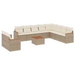 vidaXL Set canapele de grădină cu perne, 11 piese, bej, poliratan