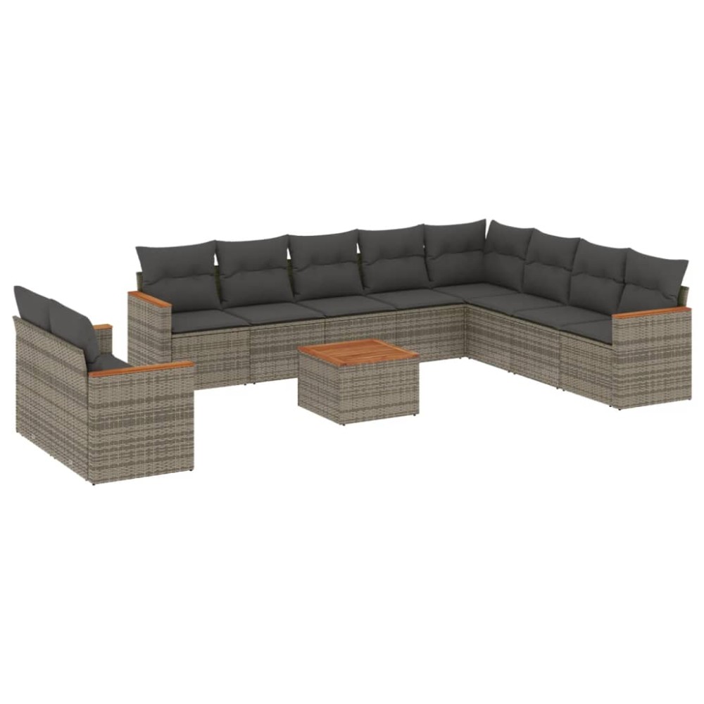 vidaXL Set canapele de grădină cu perne, 11 piese, gri, poliratan