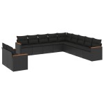 vidaXL Set canapele de grădină cu perne, 11 piese, negru, poliratan vidaXL Set canapele de grădină cu perne, 11 piese, negru, poliratan