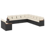 vidaXL Set canapele de grădină cu perne, 11 piese, negru, poliratan