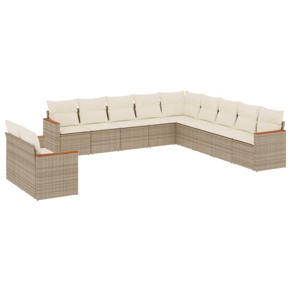 vidaXL Set canapele de grădină cu perne, 11 piese, bej, poliratan